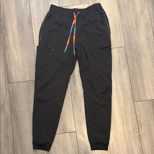 Fabletics Black Joggers with Multicolor Drawstring